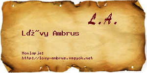 Lővy Ambrus névjegykártya