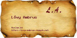 Lővy Ambrus névjegykártya